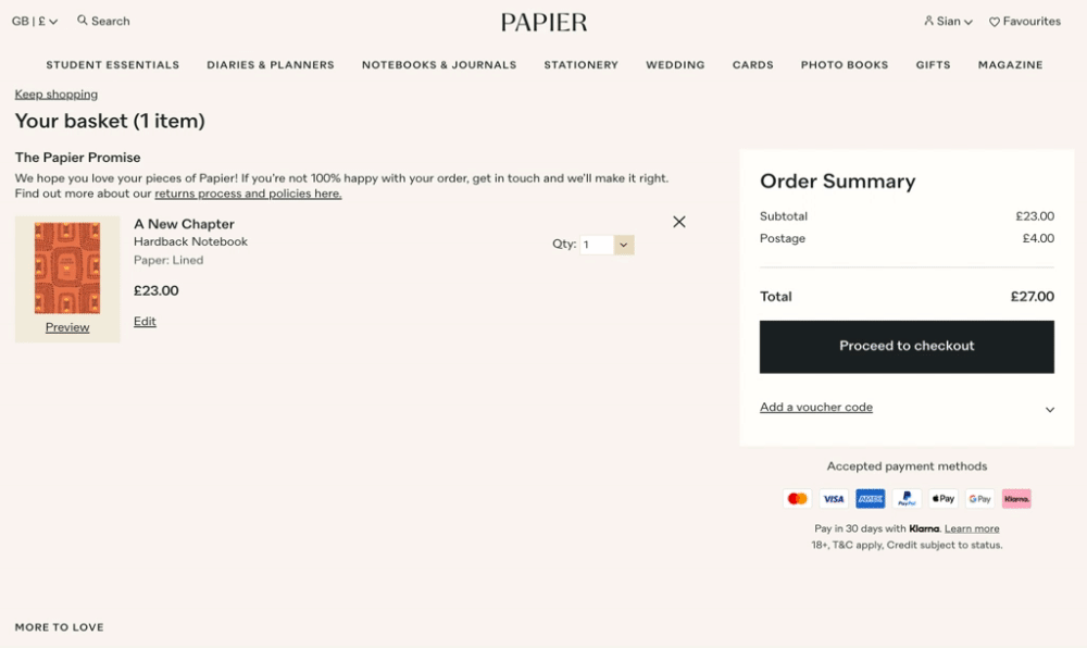 Where do I add my voucher code? Papier AU